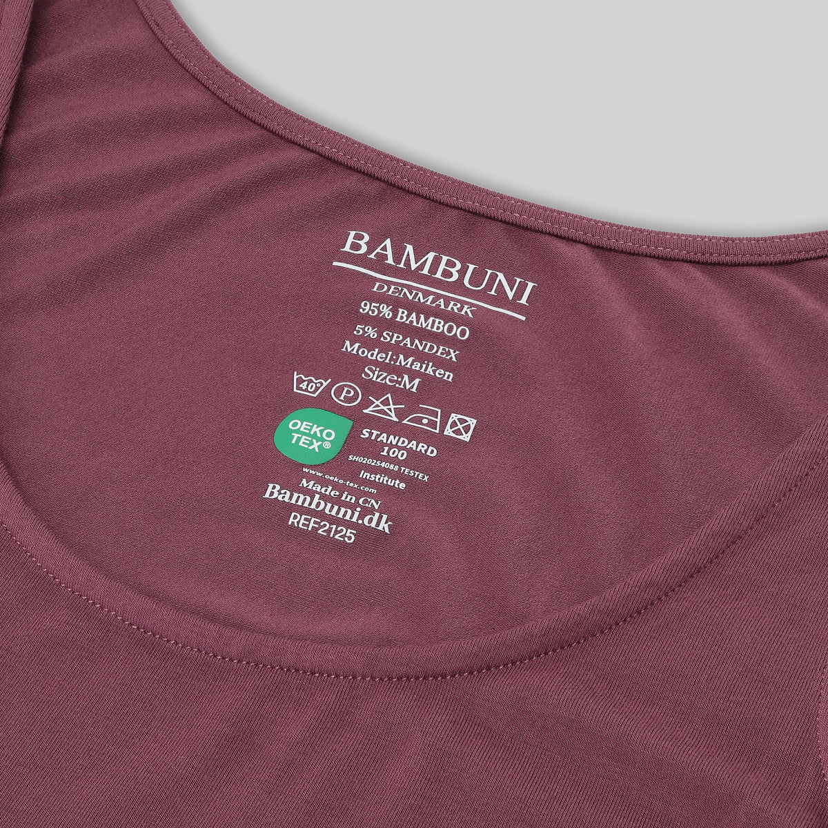 Bambus dame top i rose med bred strop carelabel