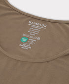 Bambus dame top i sand med bred strop carelabel