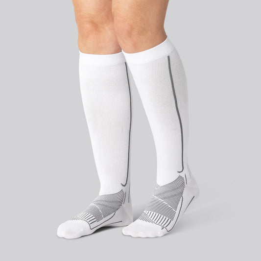 Witte bamboe compressie hardloopsokken voor dames