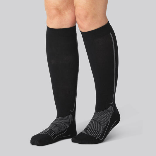 Bamboe compressie hardloopsokken in zwart voor dames