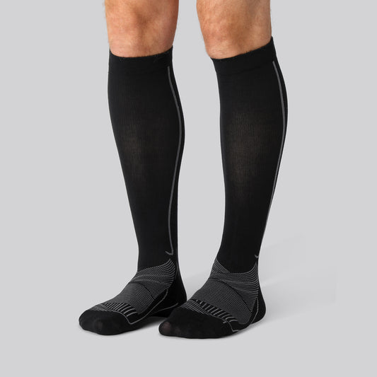 Bamboe compressie hardloopsokken in zwart voor heren