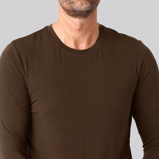 Bambus langærmet t-shirt brun mand