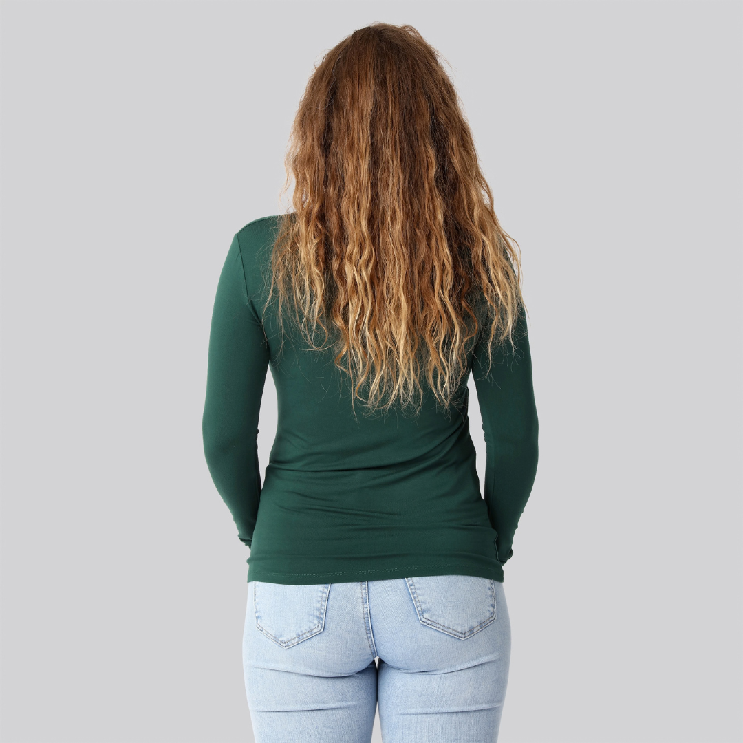Bambus langærmet t-shirt i grøn til damer