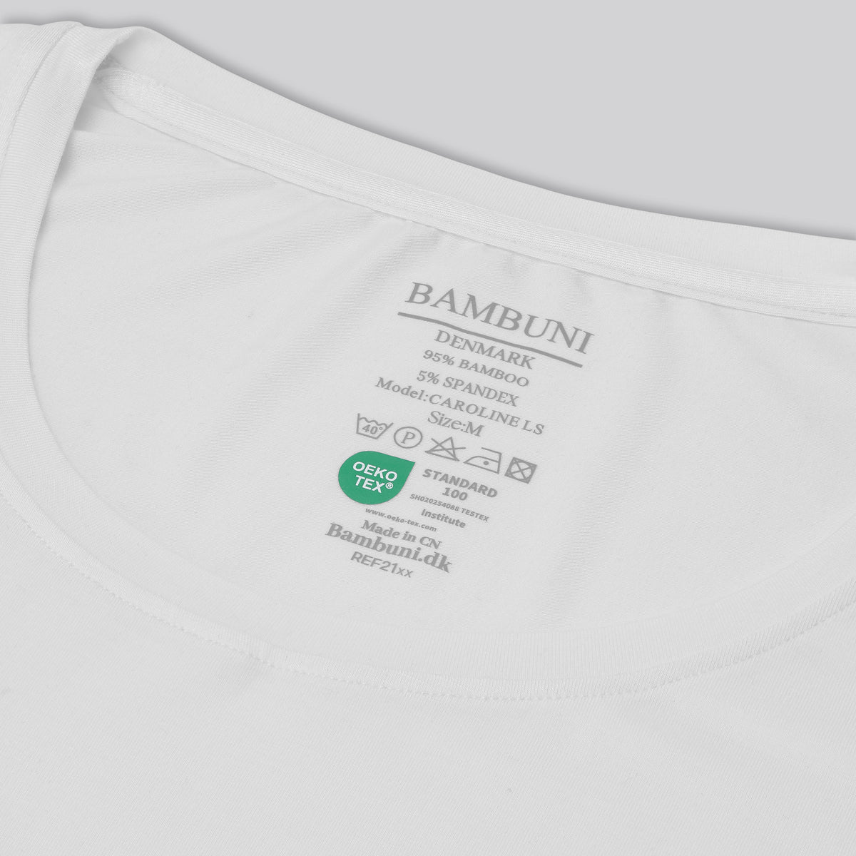 Bambus langærmet t-shirt i hvid til damer carelabel