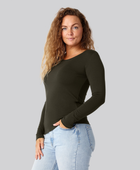 Bambus langærmet t-shirt i mørkegrøn damer