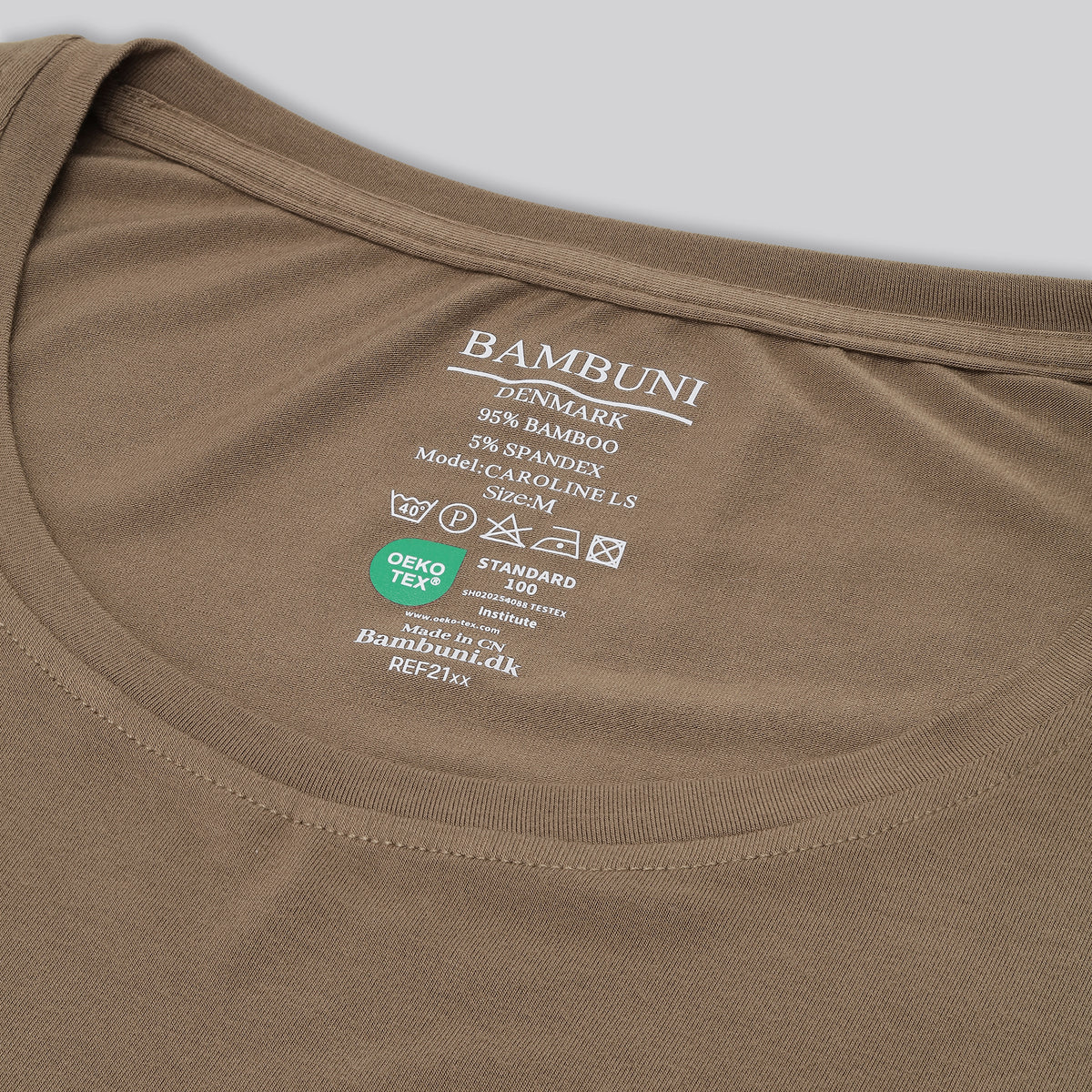 Bambus langærmet t-shirt i sand til damer carelabel