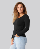 Bambus langærmet t-shirt i sort damer