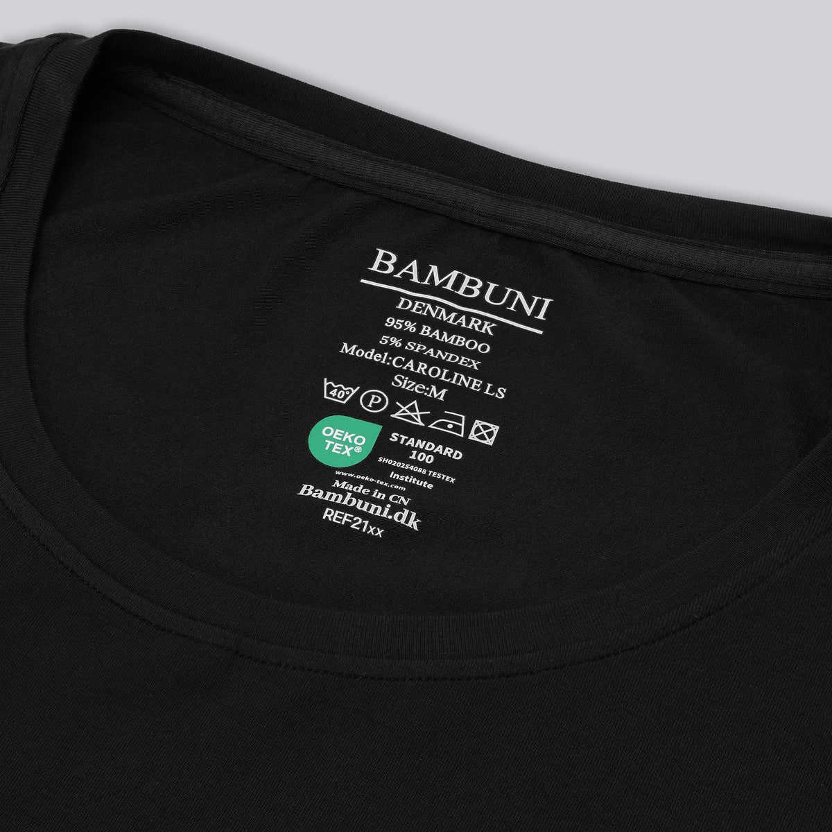 Bambus langærmet t-shirt i sort til damer carelabel