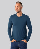 Bambus langærmet t-shirt petroleumsblå mænd