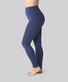 Bamboe leggings met verborgen elastiek in marineblauw voor dames