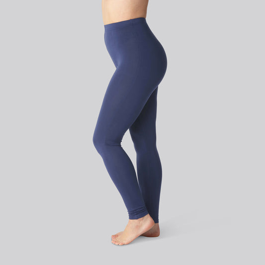 Bamboe leggings met verborgen elastiek in marineblauw voor dames