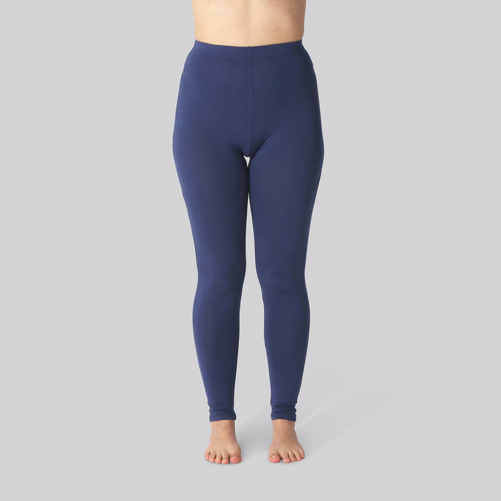 Bamboe leggings met verborgen elastiek in marineblauw voor dames