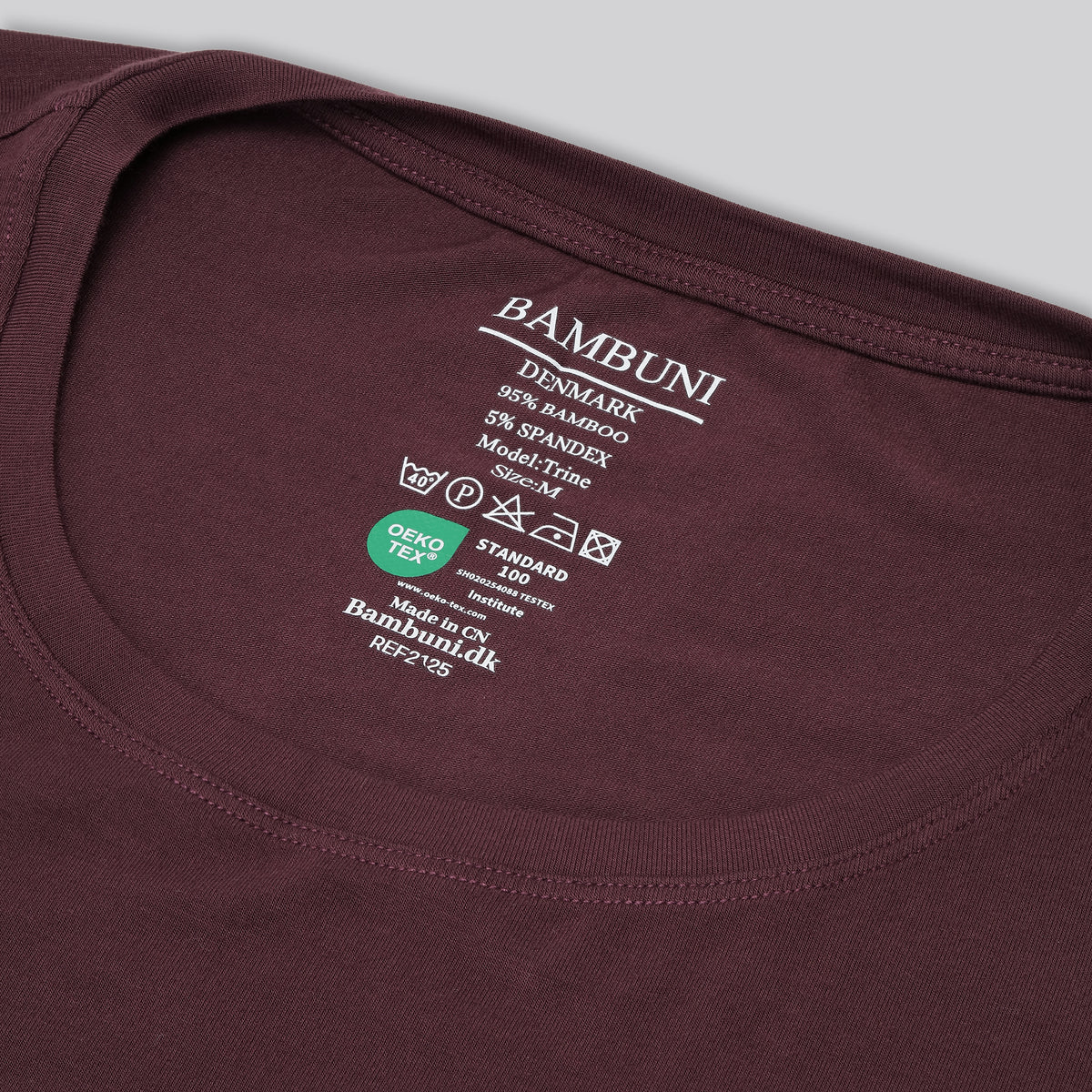 Bambus oversize t-shirt i bordeaux til damer carelabel