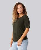 Bambus oversize t-shirt i mørkegrøn damer
