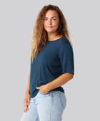 Bambus oversize t-shirt i petroleumsblå damer