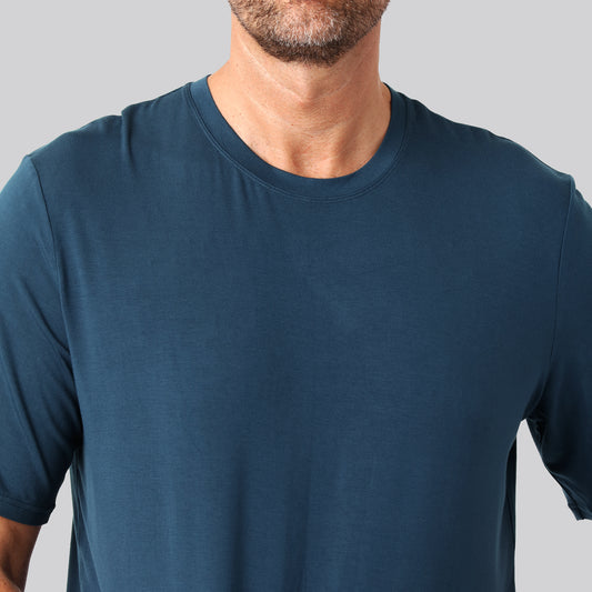 Bambus oversize t-shirt petroleumsblå mand
