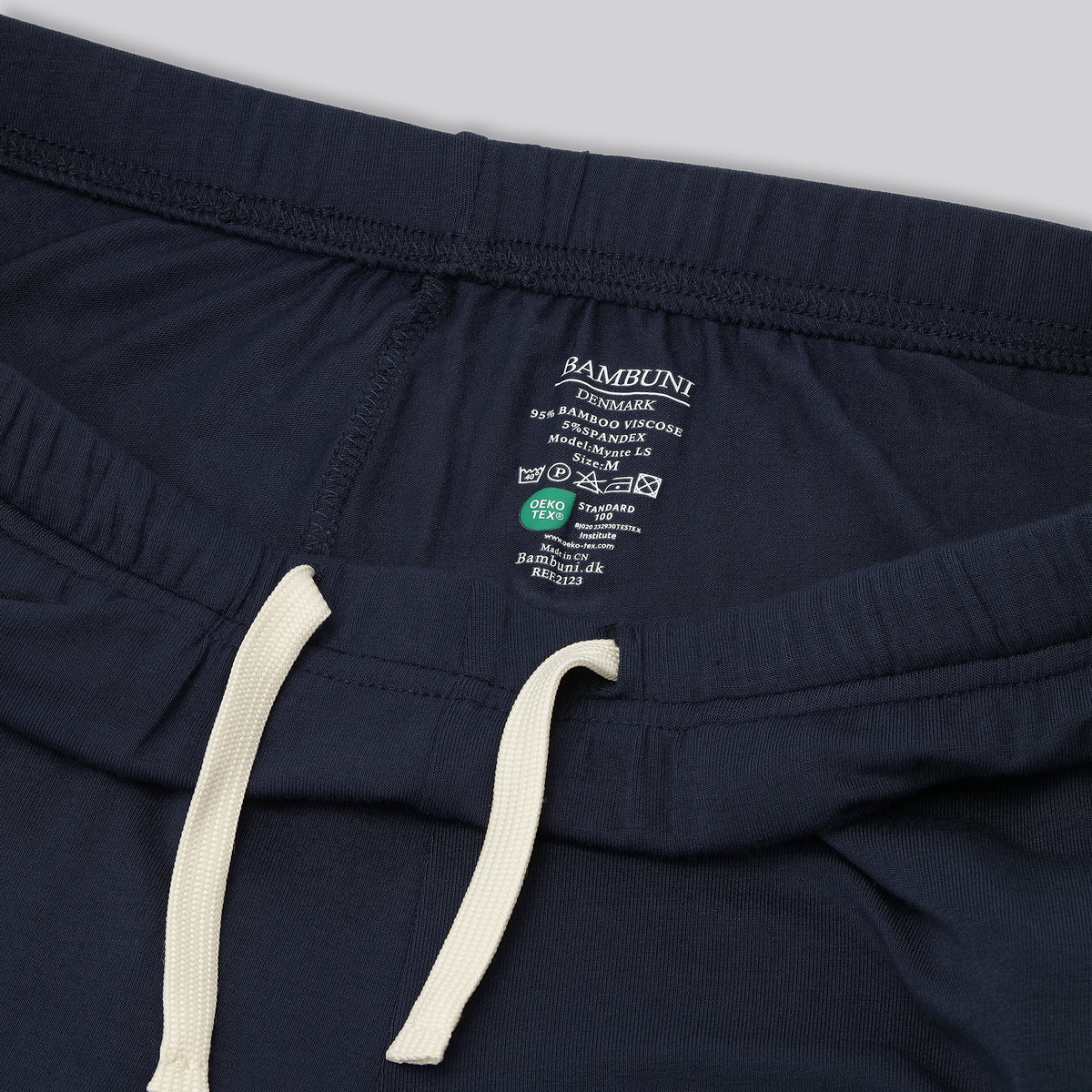Bambus pyjamas sæt i navy til damer mynte ls