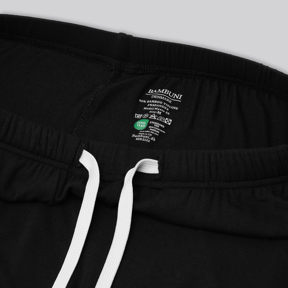 Bambus pyjamas sæt kort i sort damer carelabel