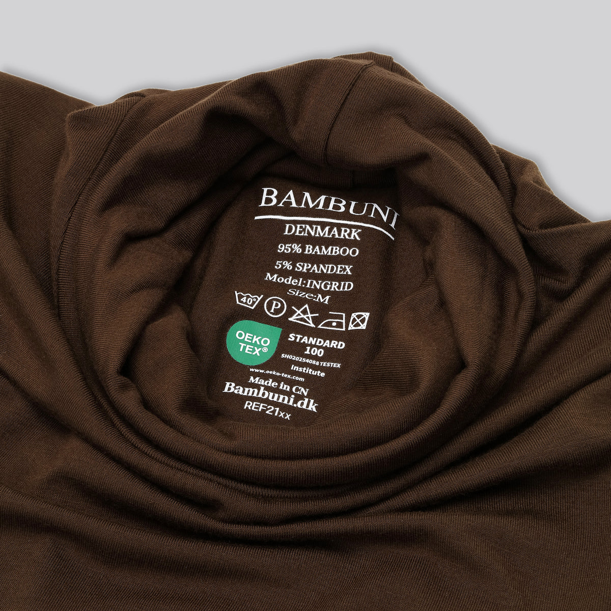 Bambus rullekrave i brun til damer carelabel