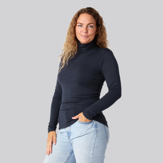 Bambus rullekrave i navy damer