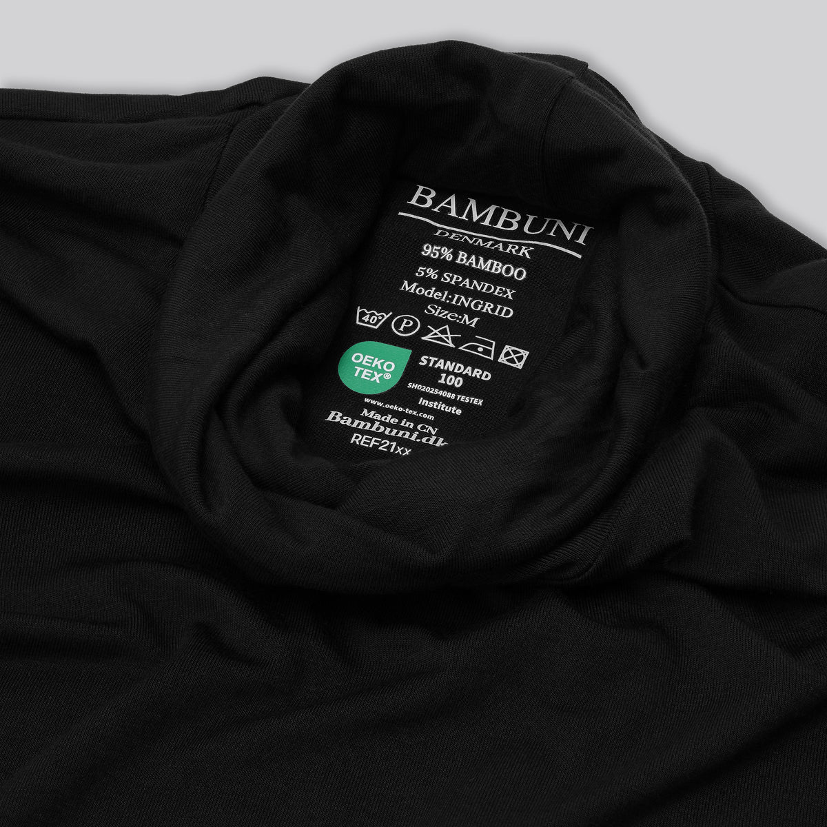 Bambus rullekrave i sort til damer carelabel