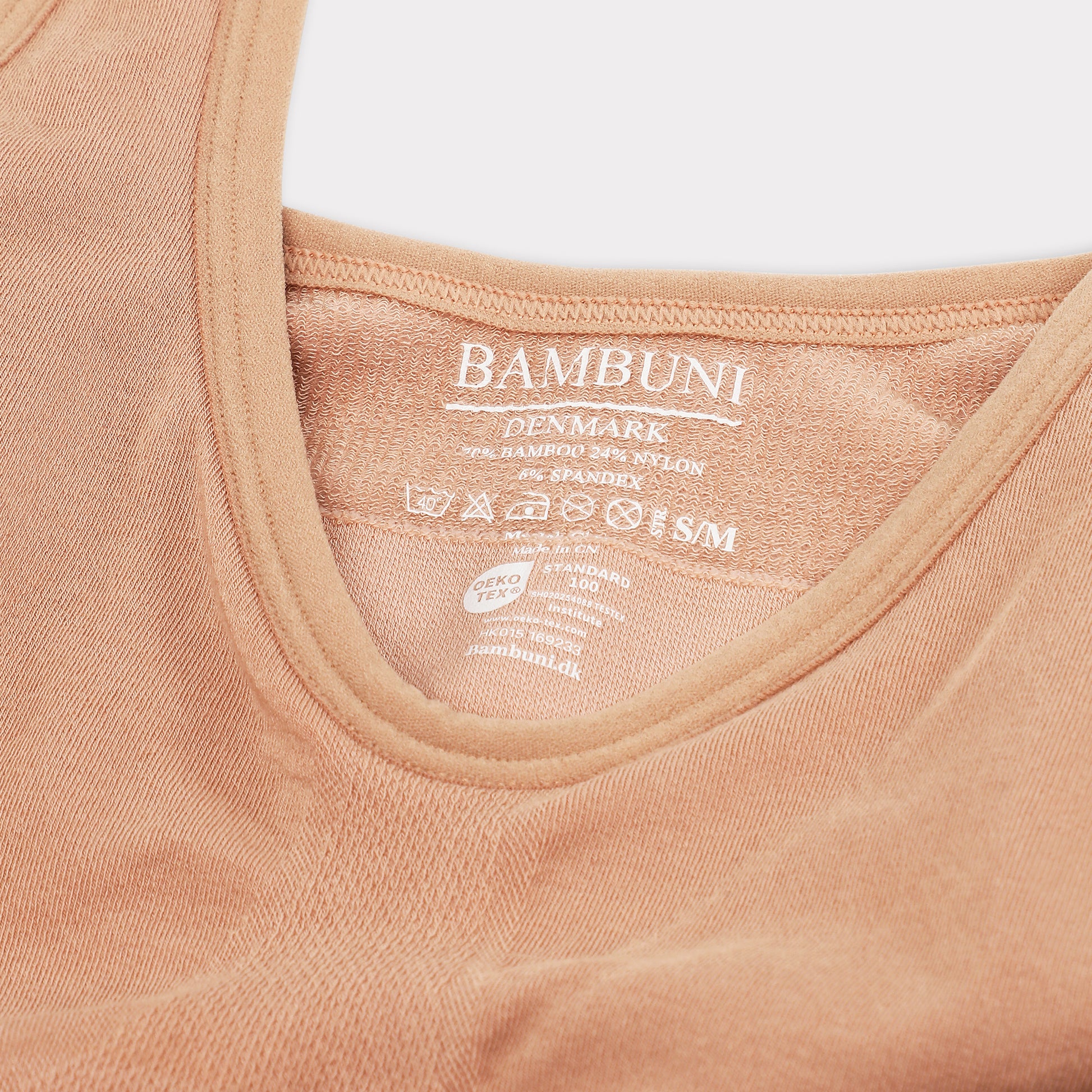 Bambus seamless bh bred strop beige til damer