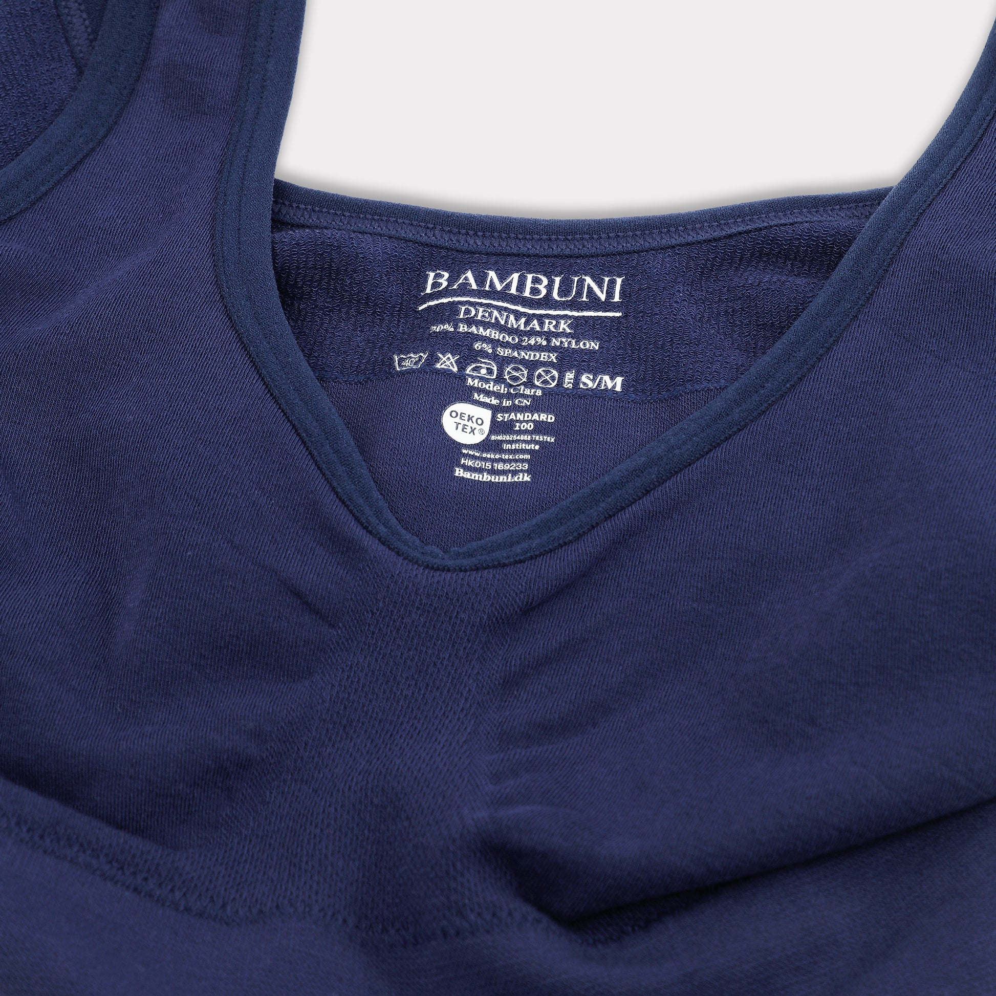 Bambus seamless bh bred strop navy til damer