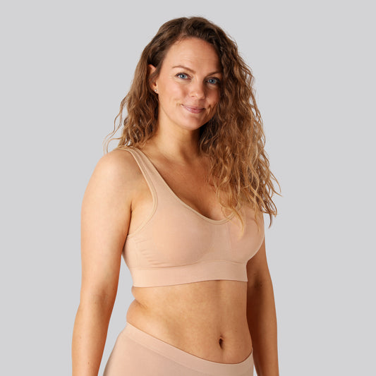Bambus seamless bh m. bred strop i beige til damer