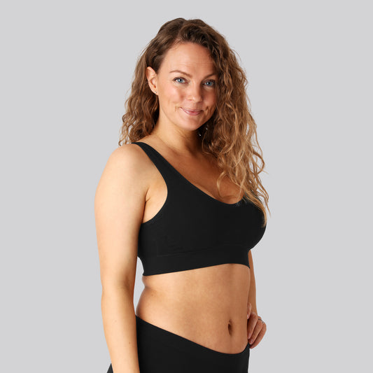 Bambus seamless bh m. bred strop i sort til damer