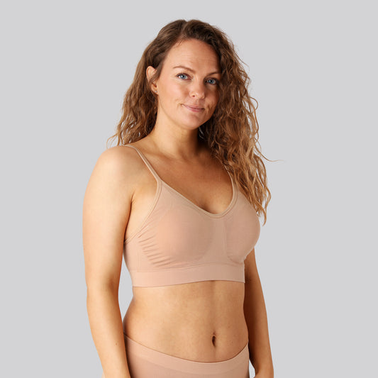Bambus seamless bh m. smal strop i beige til damer