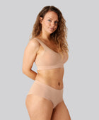 Bambus seamless bh m bred strop beige til damer