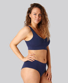 Bambus seamless bh m bred strop navy til damer