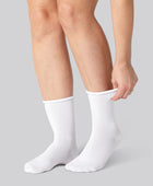 Bamboe sokken met opgerolde rand in wit voor dames