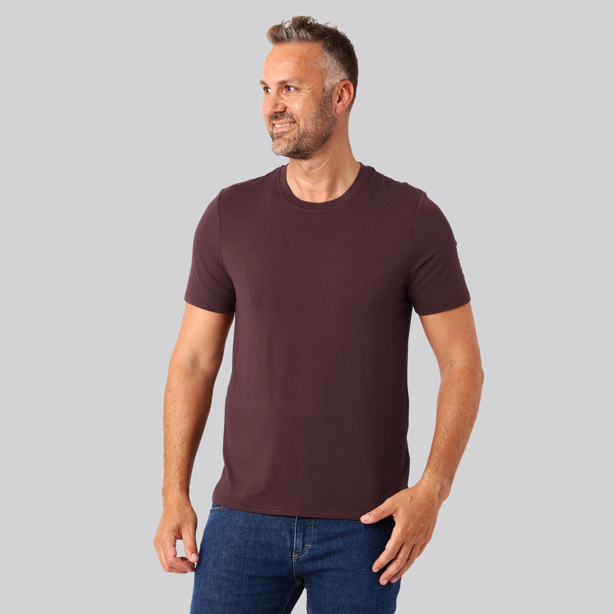 Bambus t-shirt o-hals bordeaux mænd