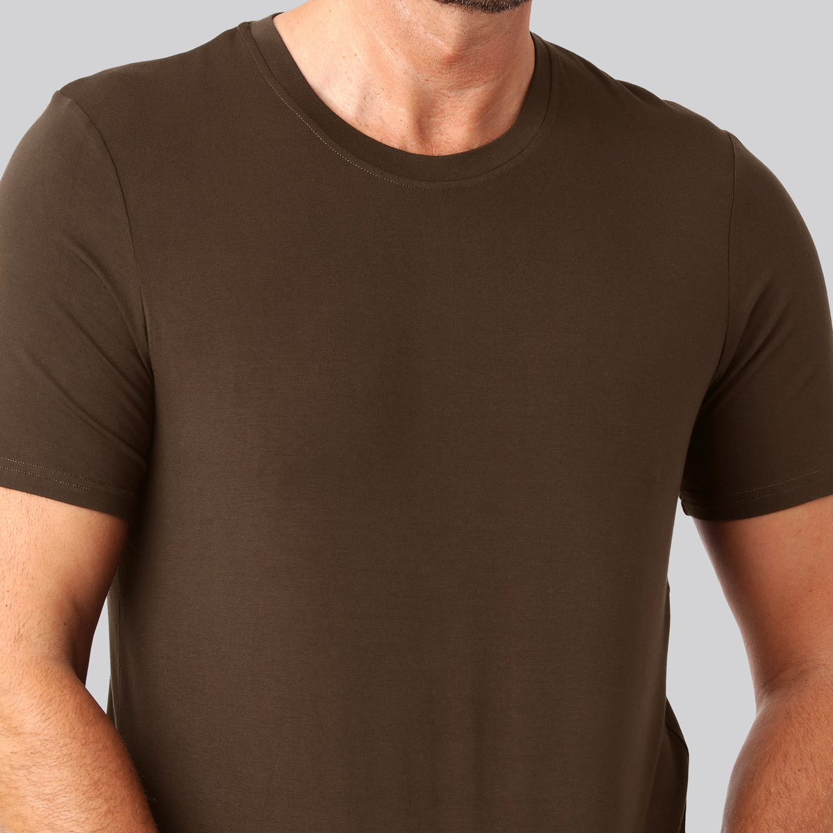 Bambus t-shirt o-hals brun mand