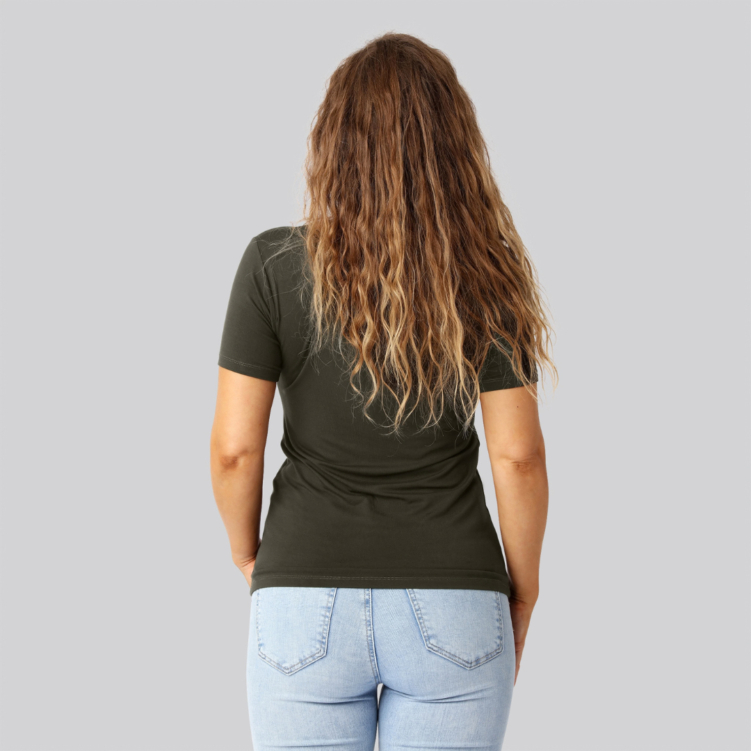 Bambus t-shirt o-hals i mørkegrøn til damer