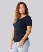 Bambus t-shirt o-hals i navy damer