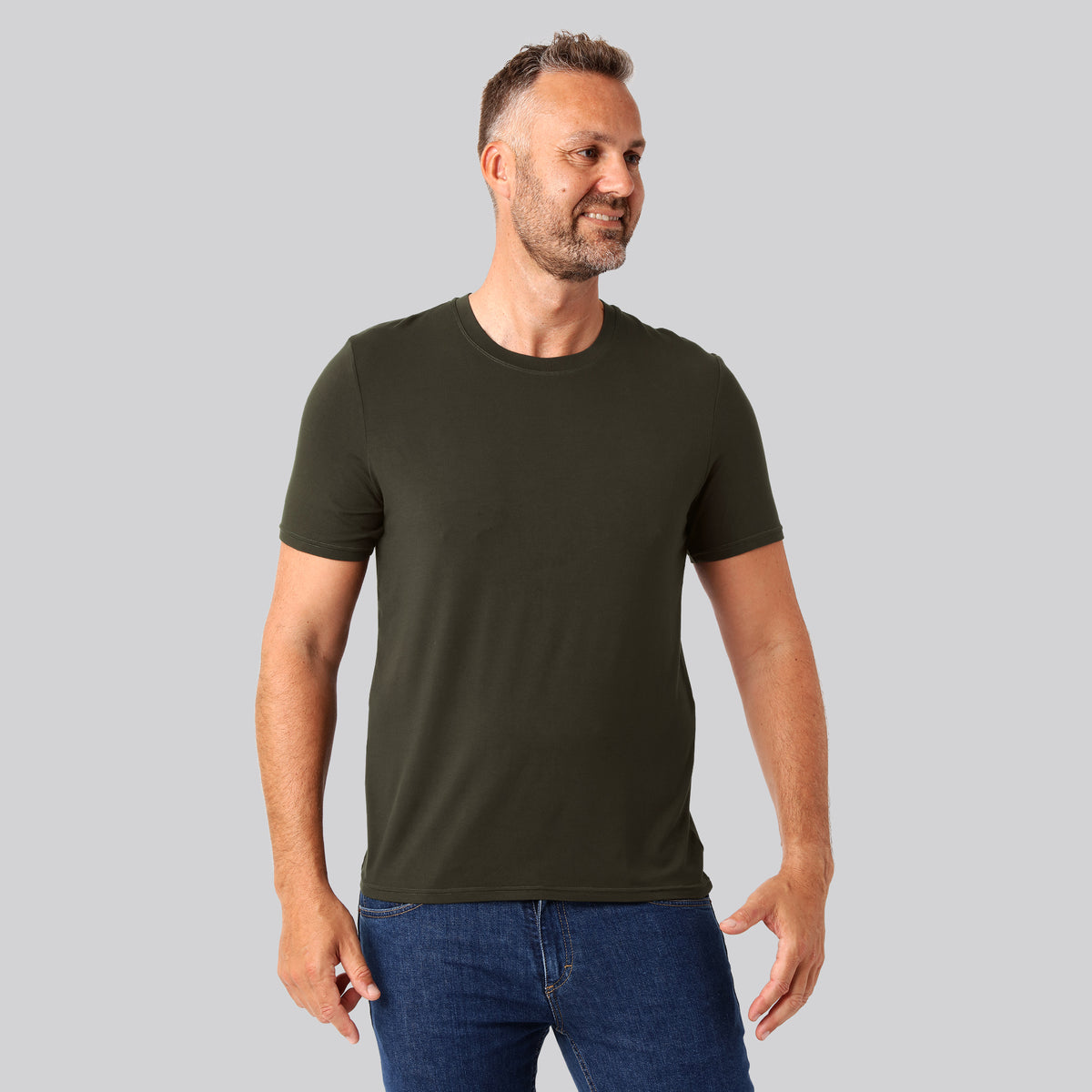 Bambus t-shirt o-hals mørkegrøn mænd