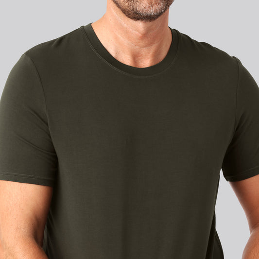 Bambus t-shirt o-hals mørkegrøn mand