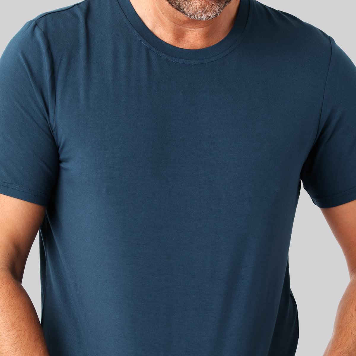 Bambus t-shirt o-hals petroleumsblå mand