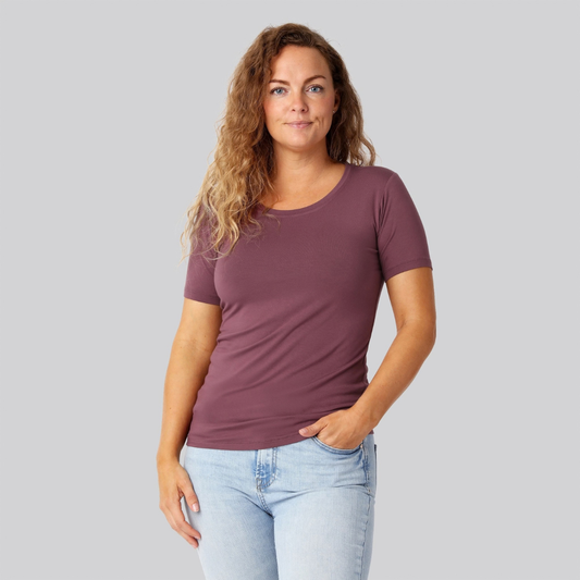 Bambus t-shirt o-hals rose damer