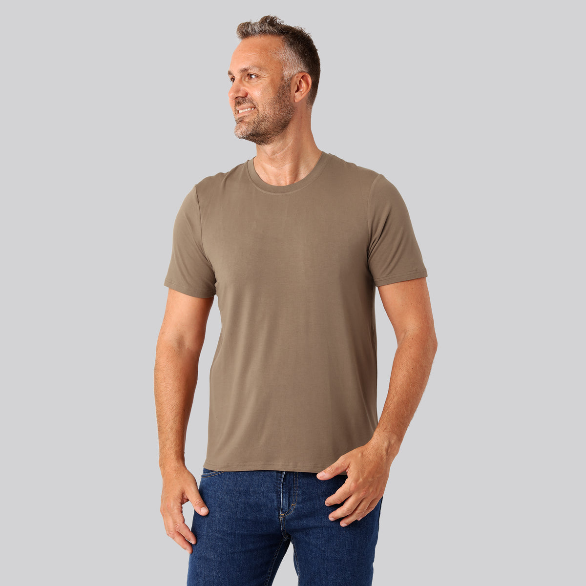 Bambus t-shirt o-hals sand mænd