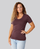 Bambus t-shirt v-hals bordeaux damer