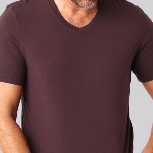 Bambus t-shirt v-hals bordeaux mand