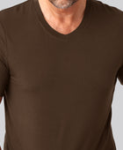 Bambus t-shirt v-hals brun mand