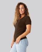 Bambus t-shirt v-hals i brun damer