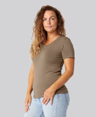 Bambus t-shirt v-hals i sand damer