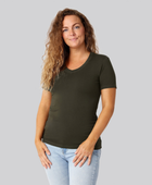 Bambus t-shirt v-hals mørkegrøn damer
