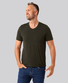 Bambus t-shirt v-hals mørkegrøn mænd