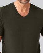 Bambus t-shirt v-hals mørkegrøn mand